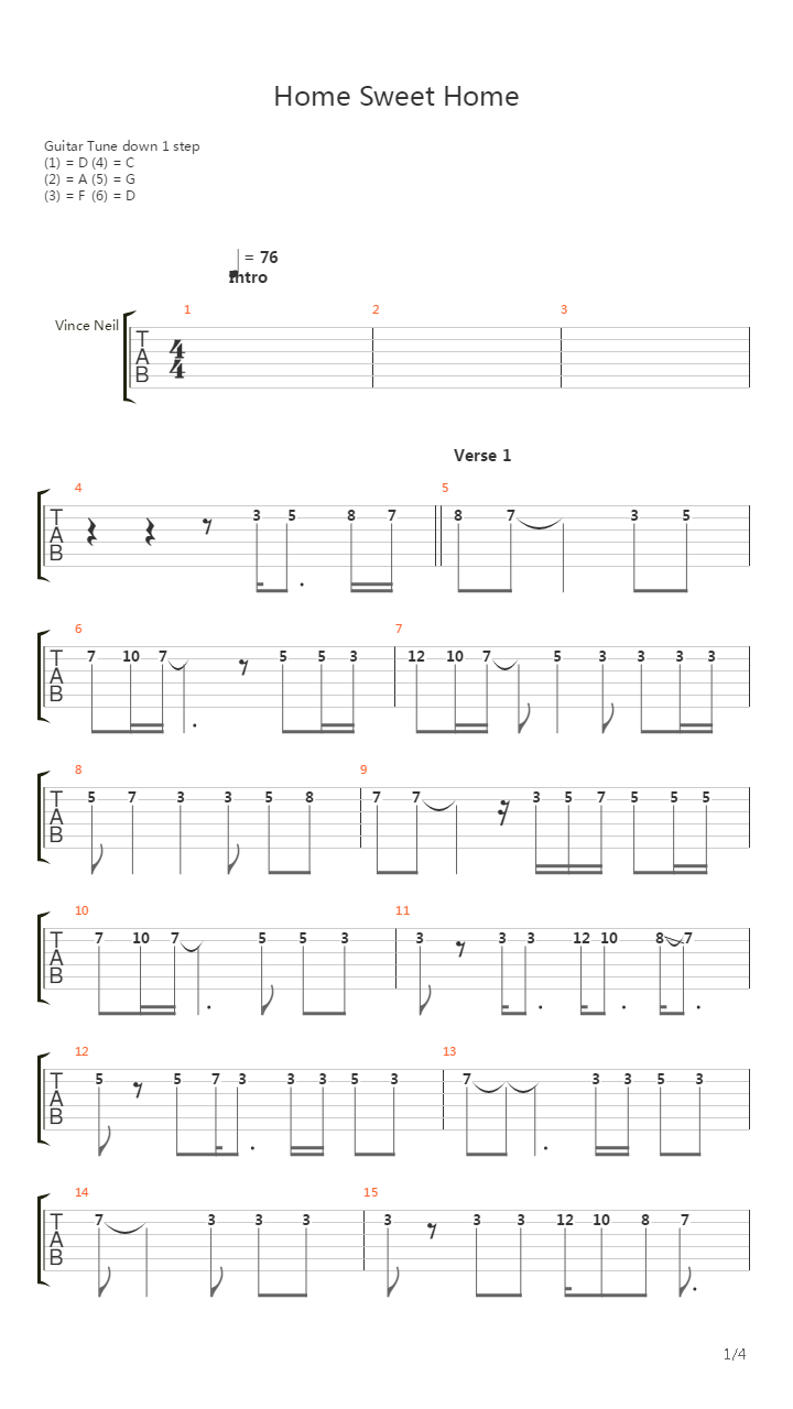 Home Sweet Home吉他谱