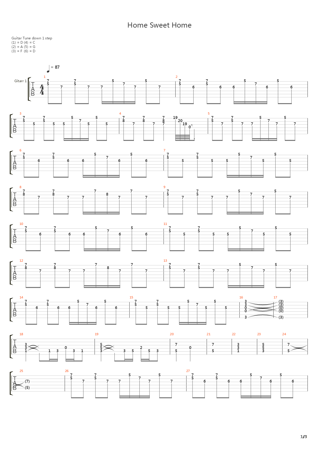 Home Sweet Home吉他谱