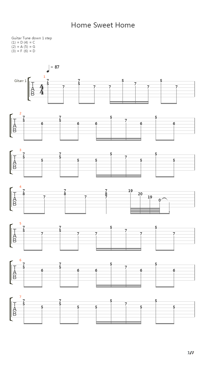 Home Sweet Home吉他谱