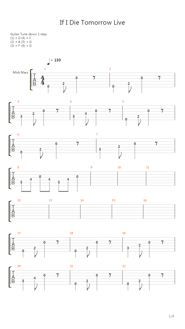 If I Die Tomorrow吉他谱