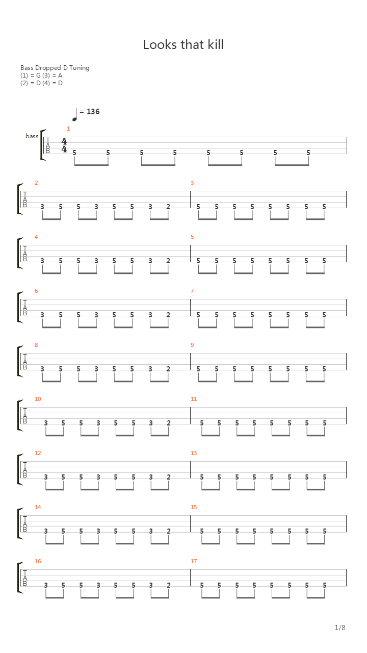 Looks That Kill吉他谱