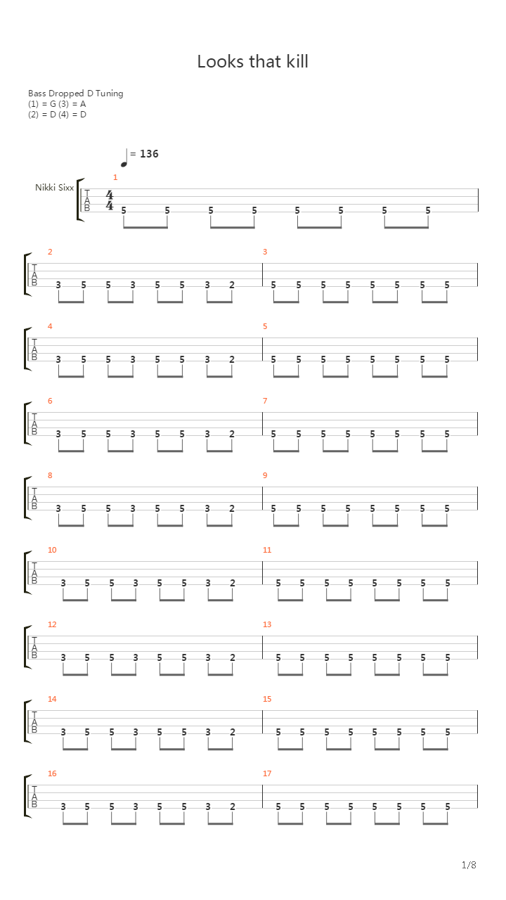 Looks That Kill吉他谱