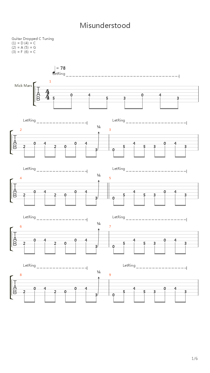 Misunderstood吉他谱