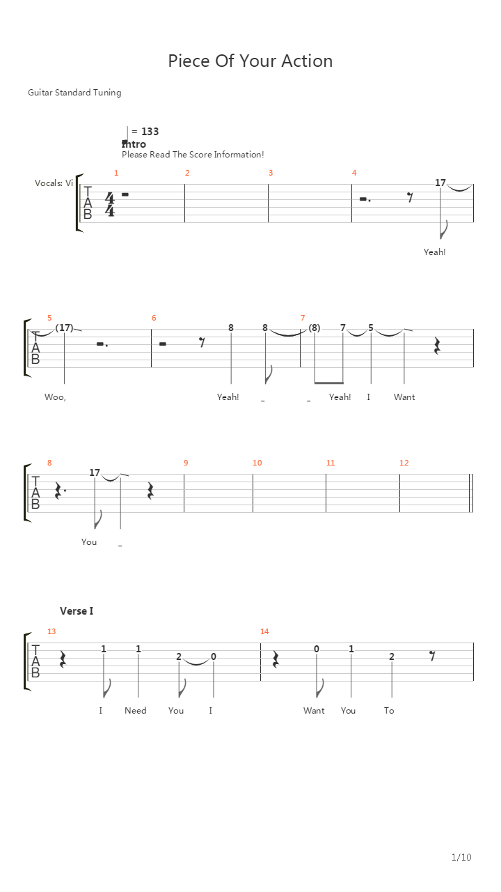 Piece Of Your Action吉他谱