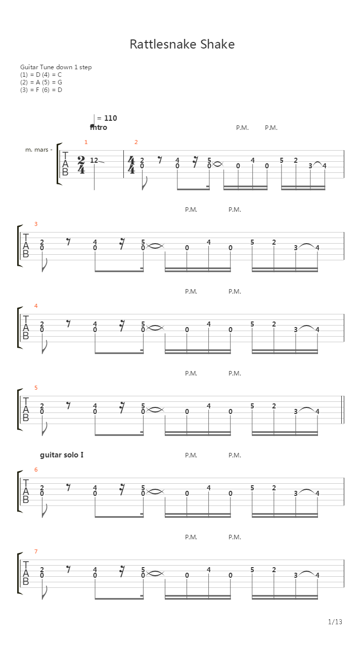 Rattlesnake Shake吉他谱
