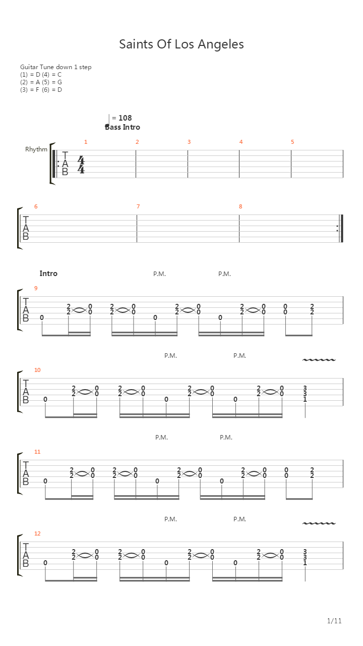 Saints Of Los Angeles吉他谱