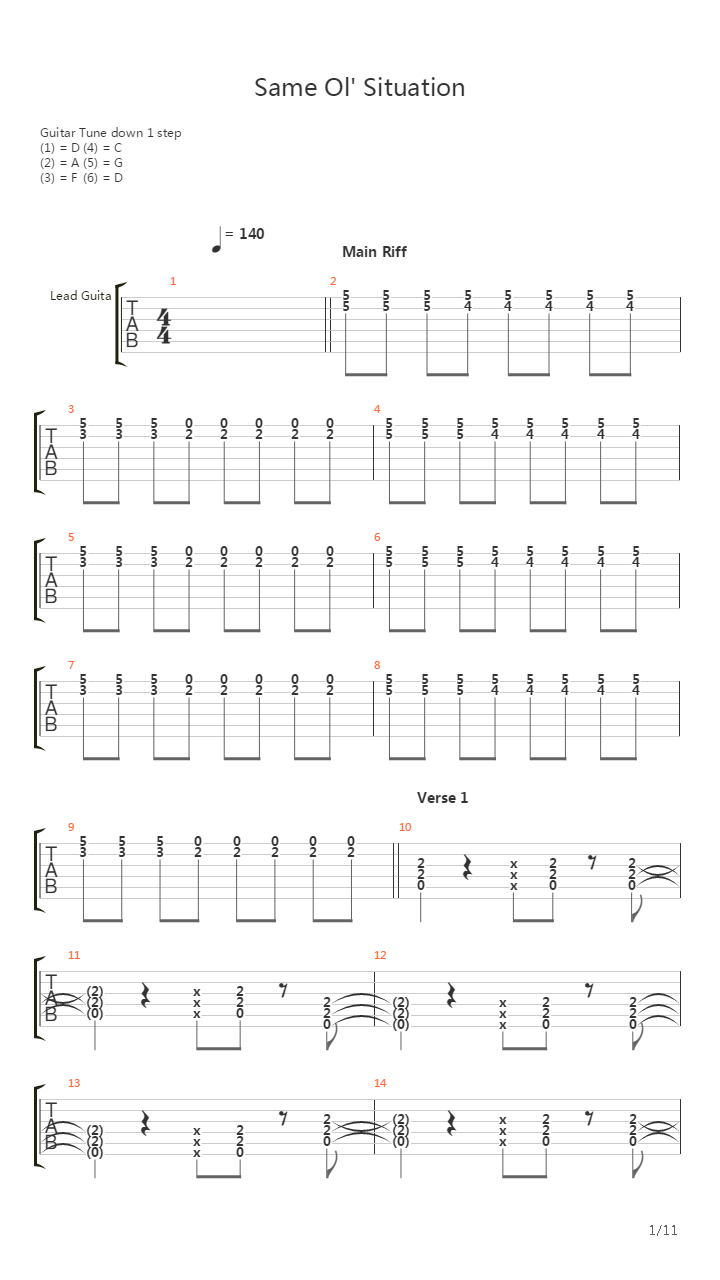 Same Old Situation吉他谱