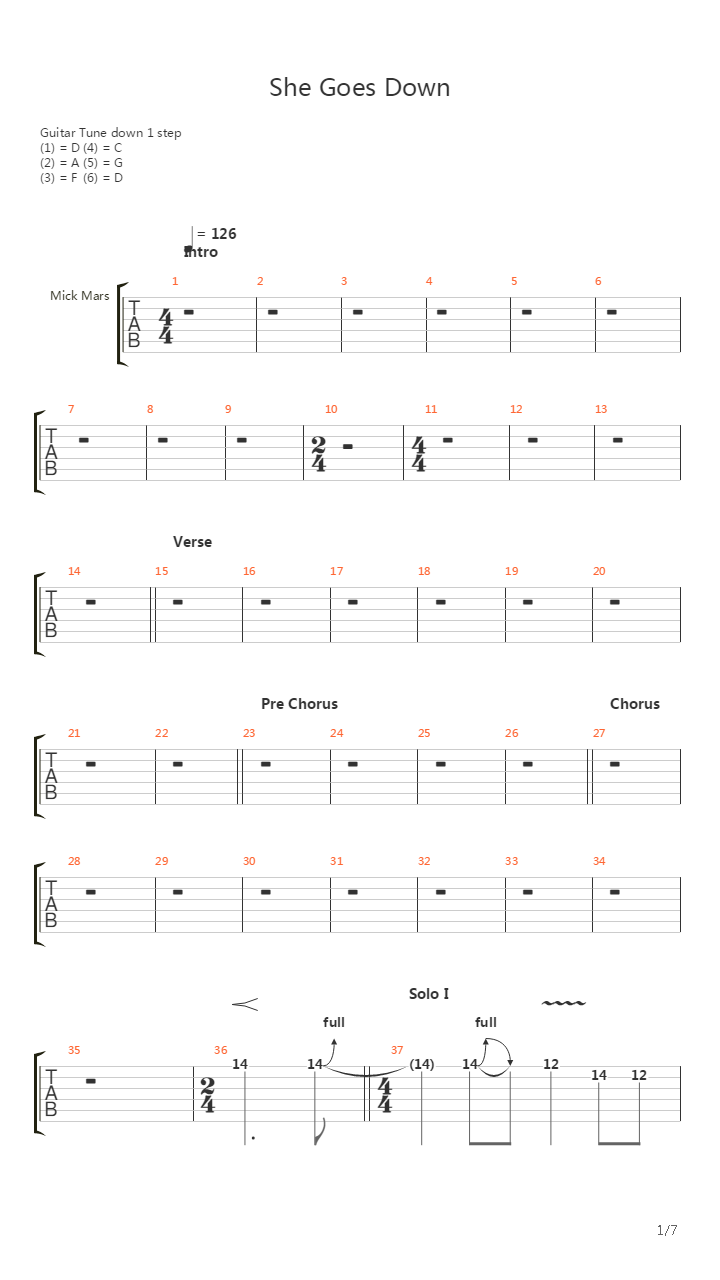 She Goes Down吉他谱