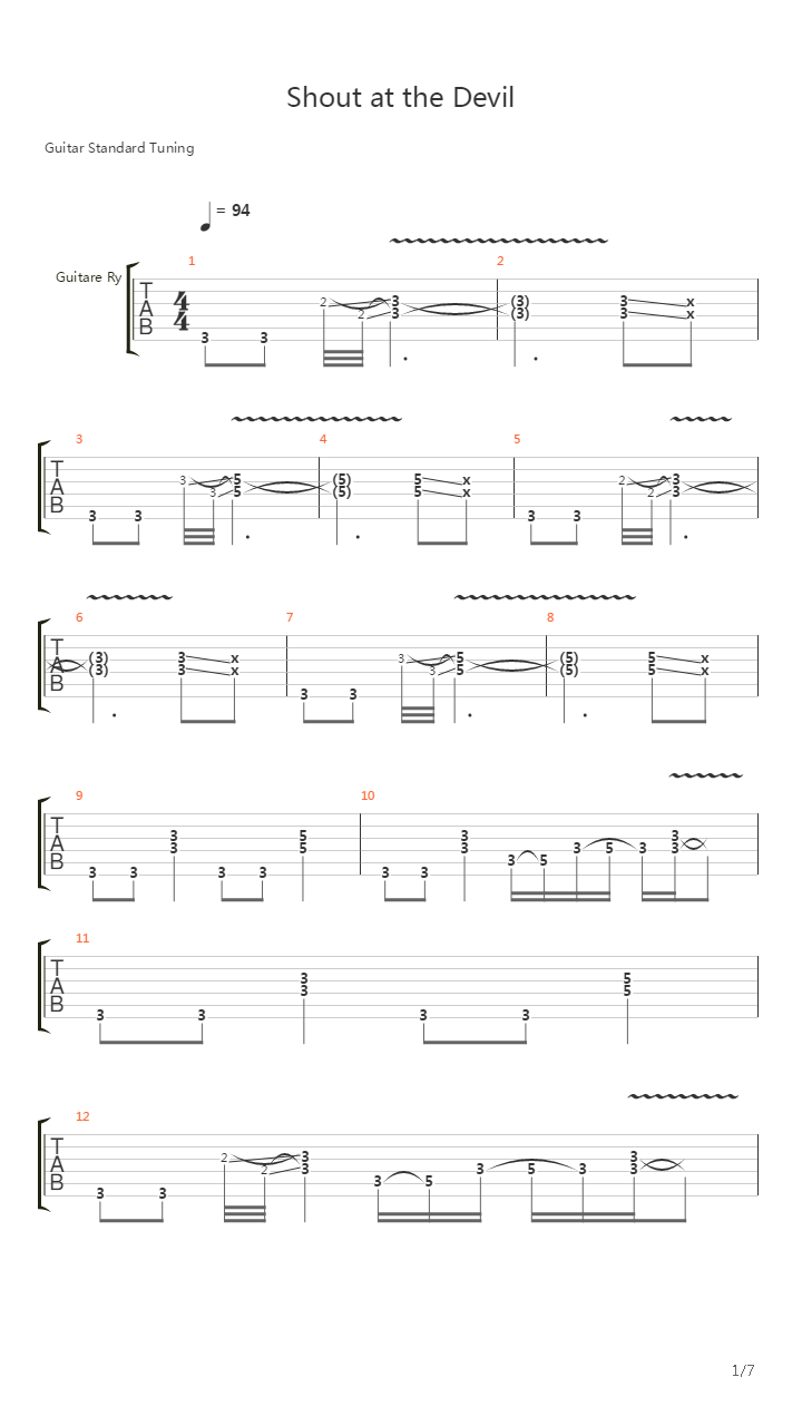 Shout At The Devil吉他谱