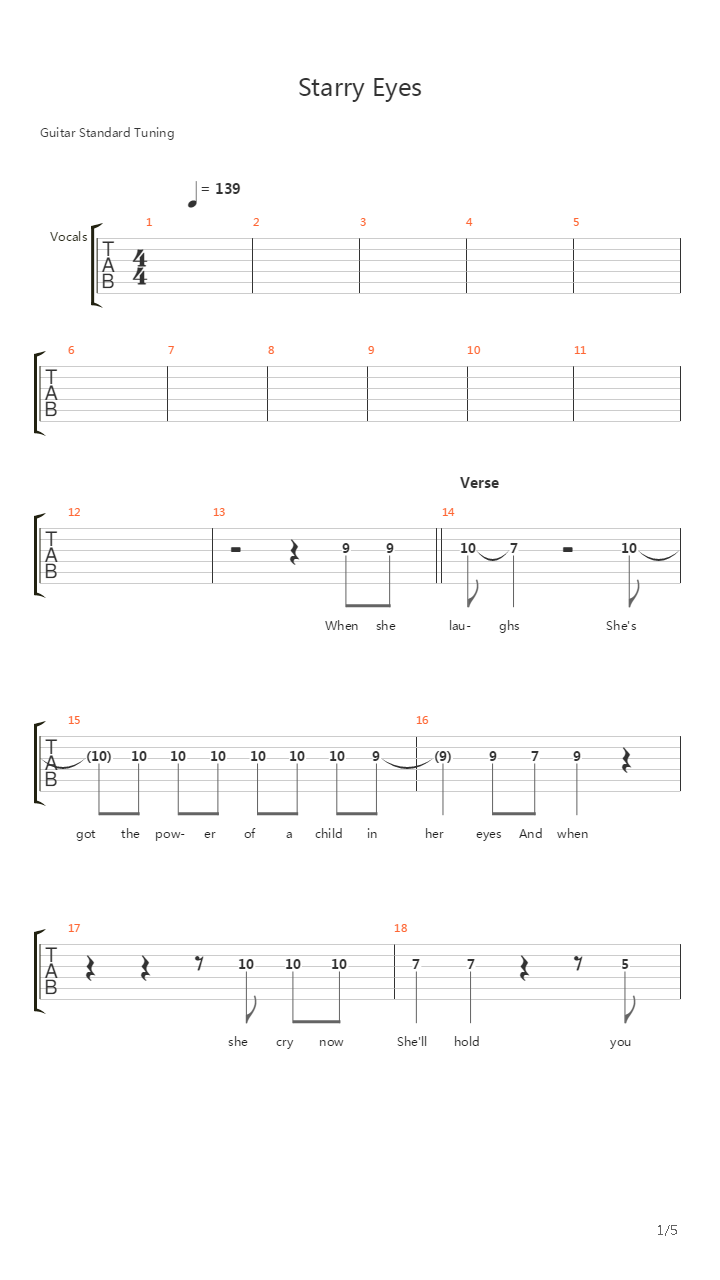 Starry Eyes吉他谱