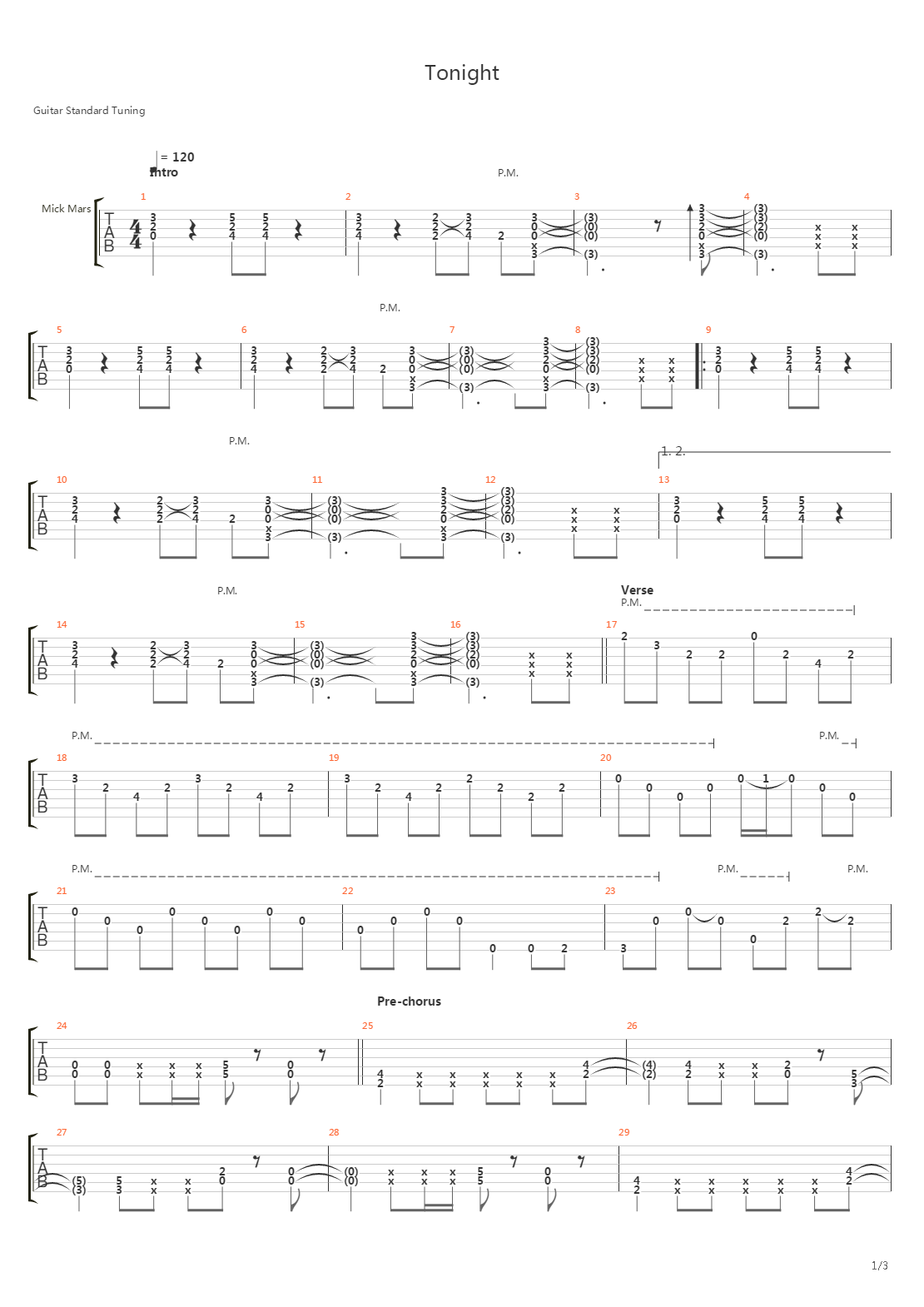 Tonight吉他谱
