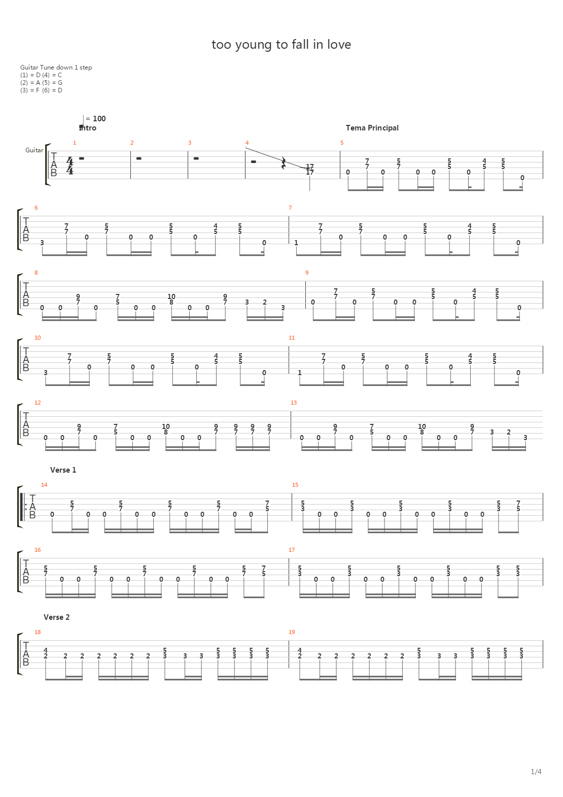 Too Young To Fall In Love吉他谱