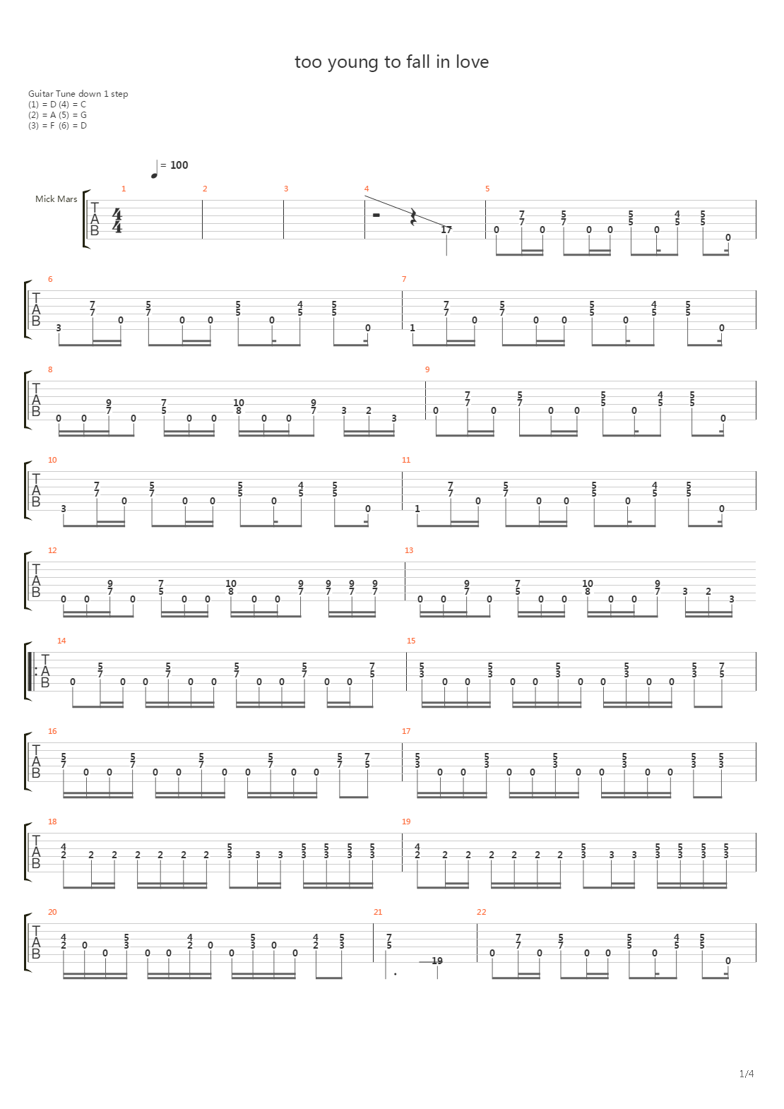 Too Young To Fall In Love吉他谱