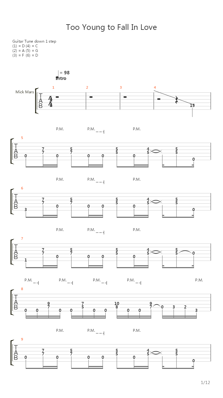 Too Young To Fall In Love吉他谱