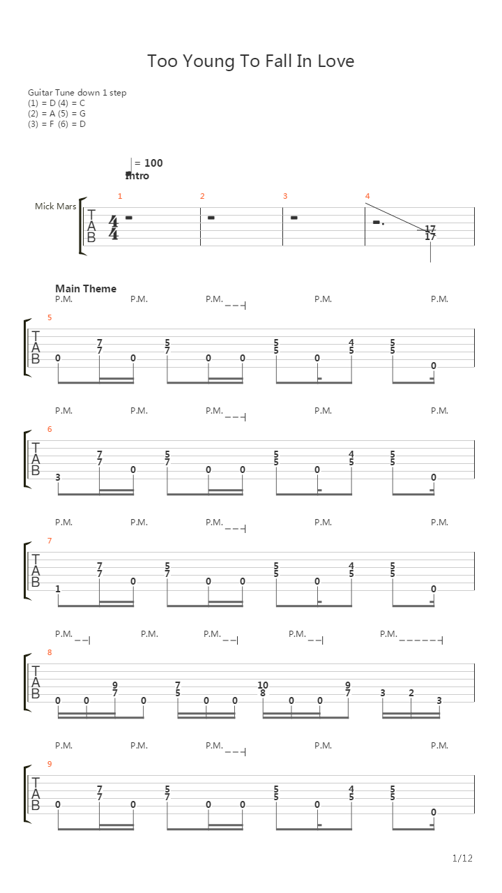 Too Young To Fall In Love吉他谱