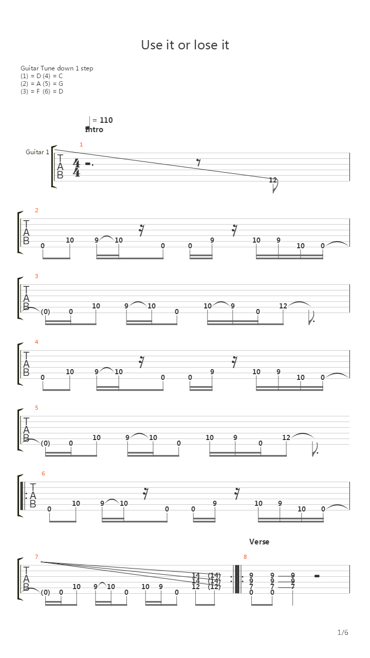 Use It Or Lose It吉他谱