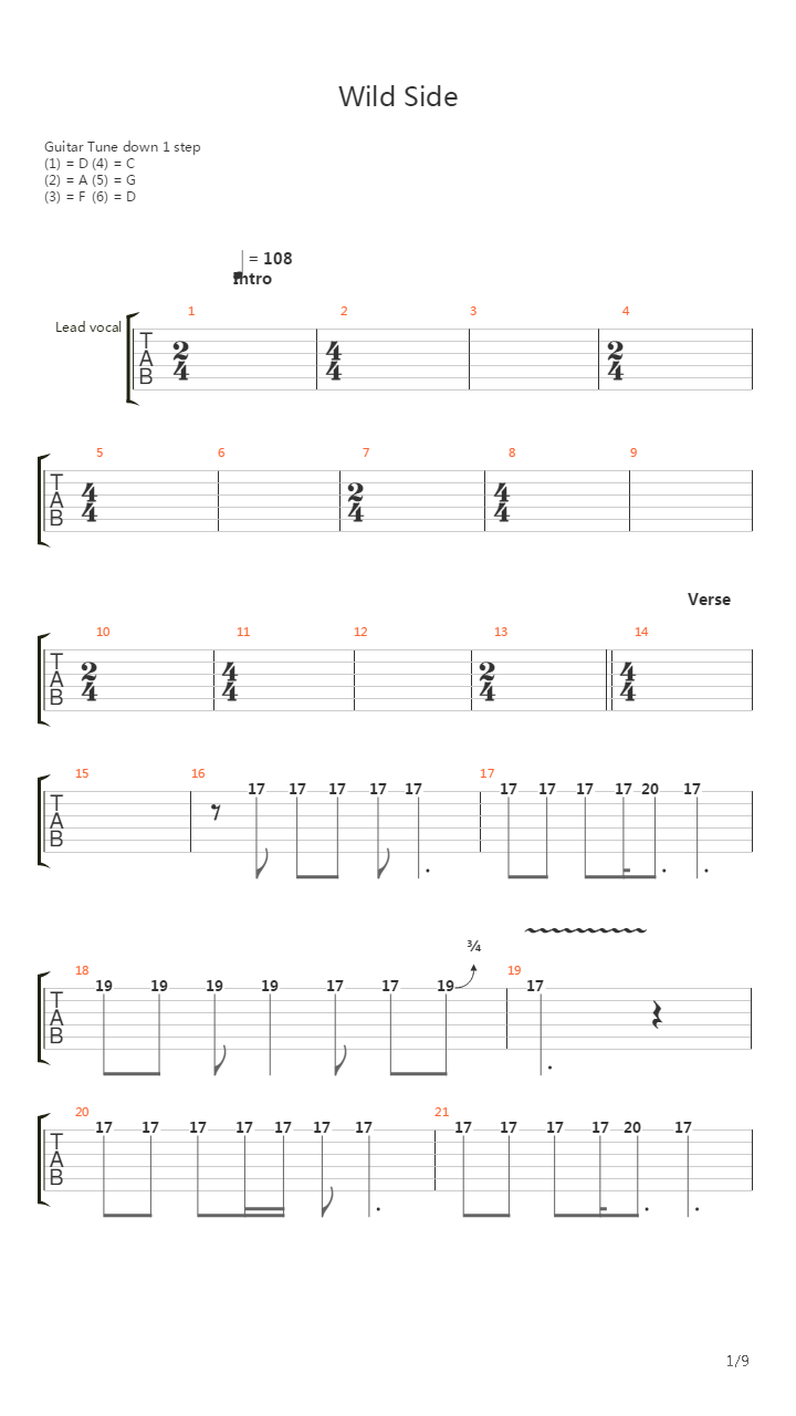 Wild Side吉他谱