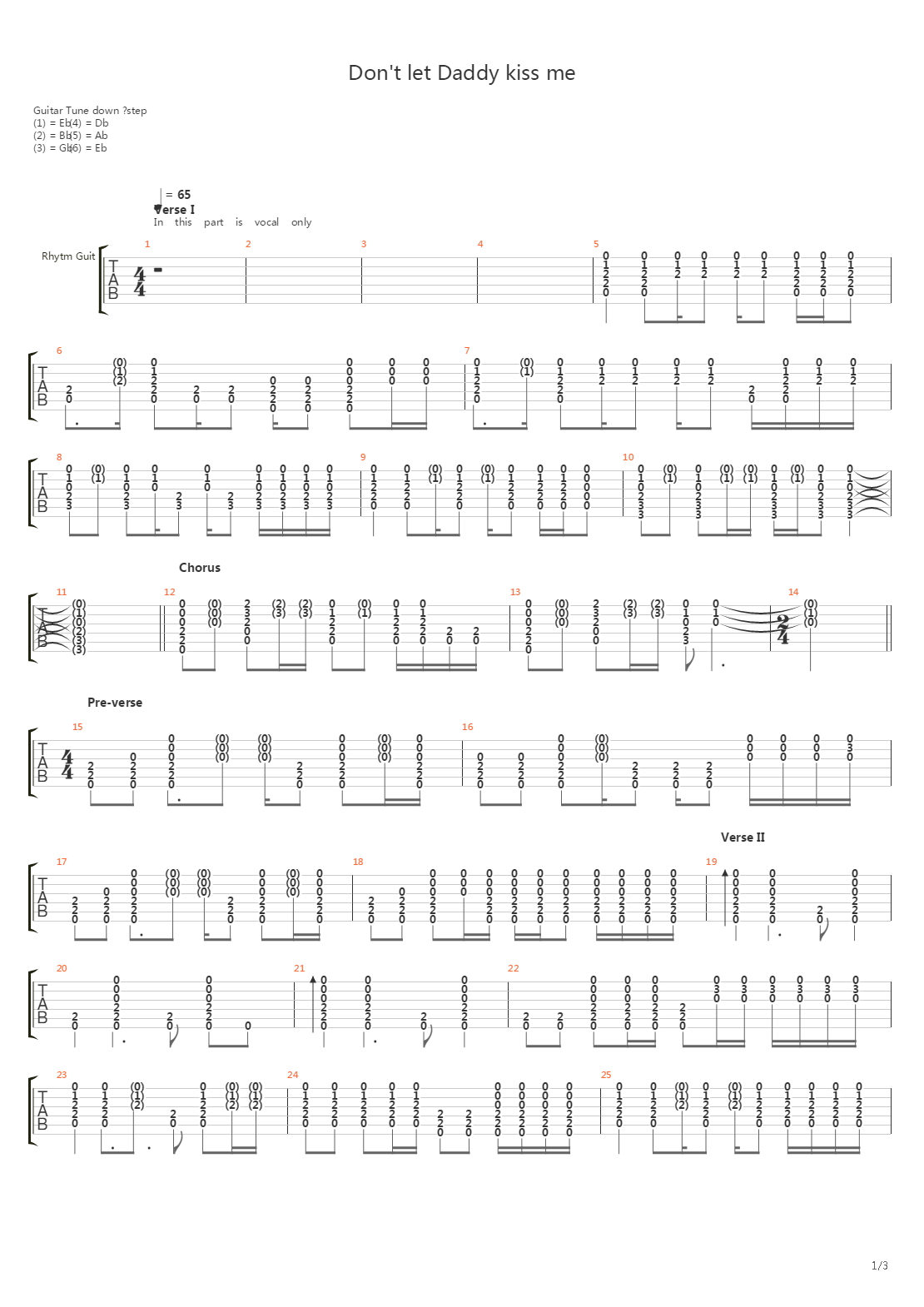 Dont Let Daddy Kiss Me吉他谱