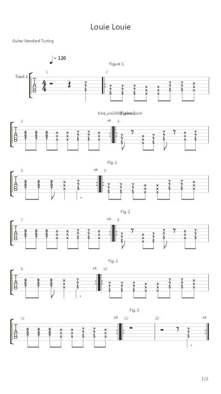 Louie Louie吉他谱