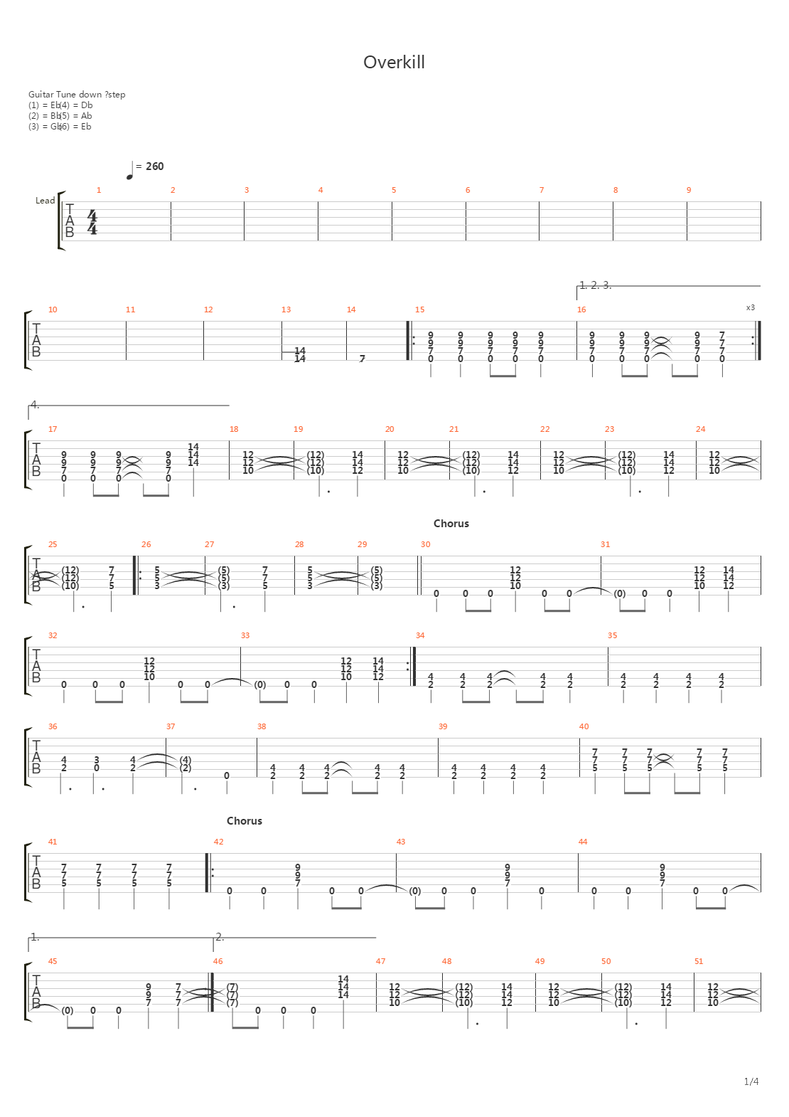Overkill吉他谱