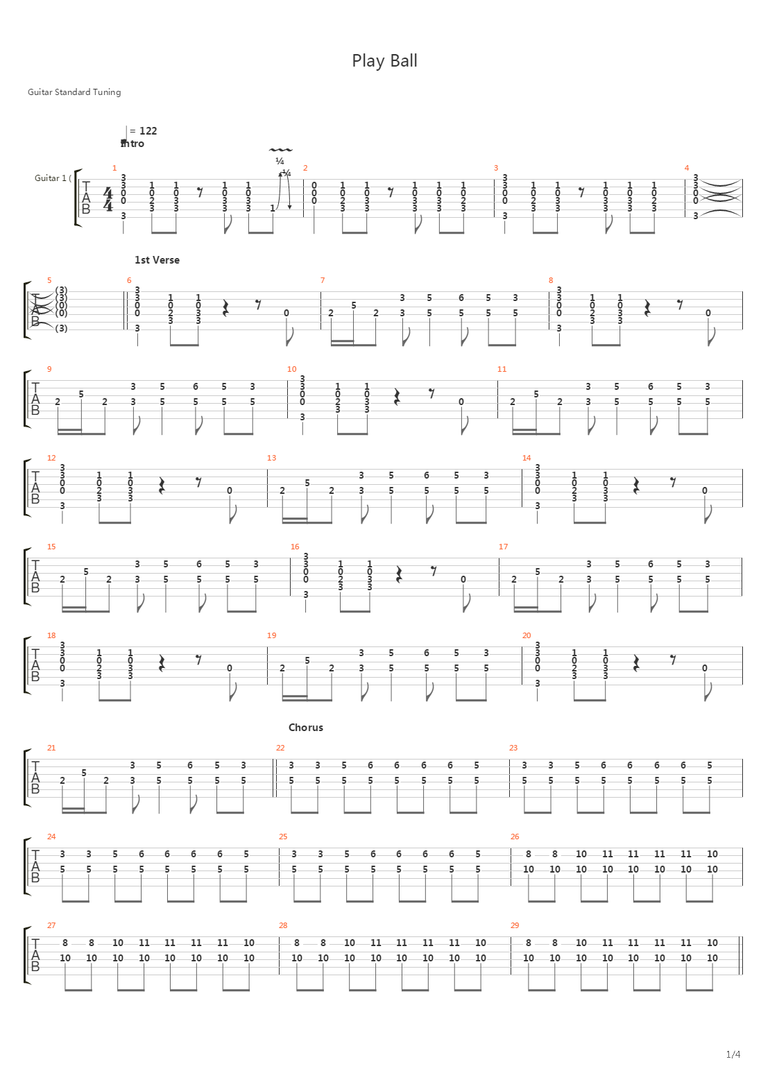 Play Ball吉他谱