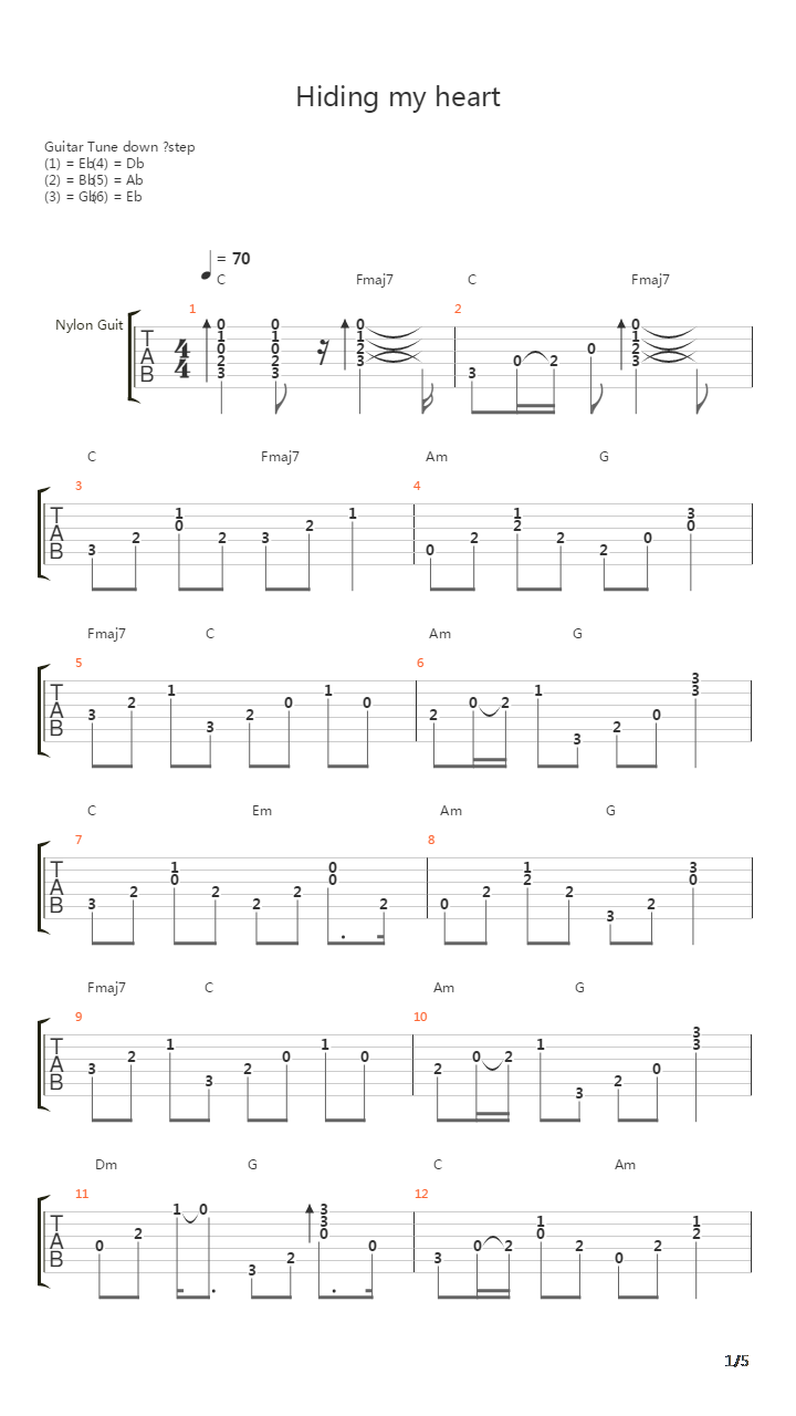 Hiding My Heart吉他谱