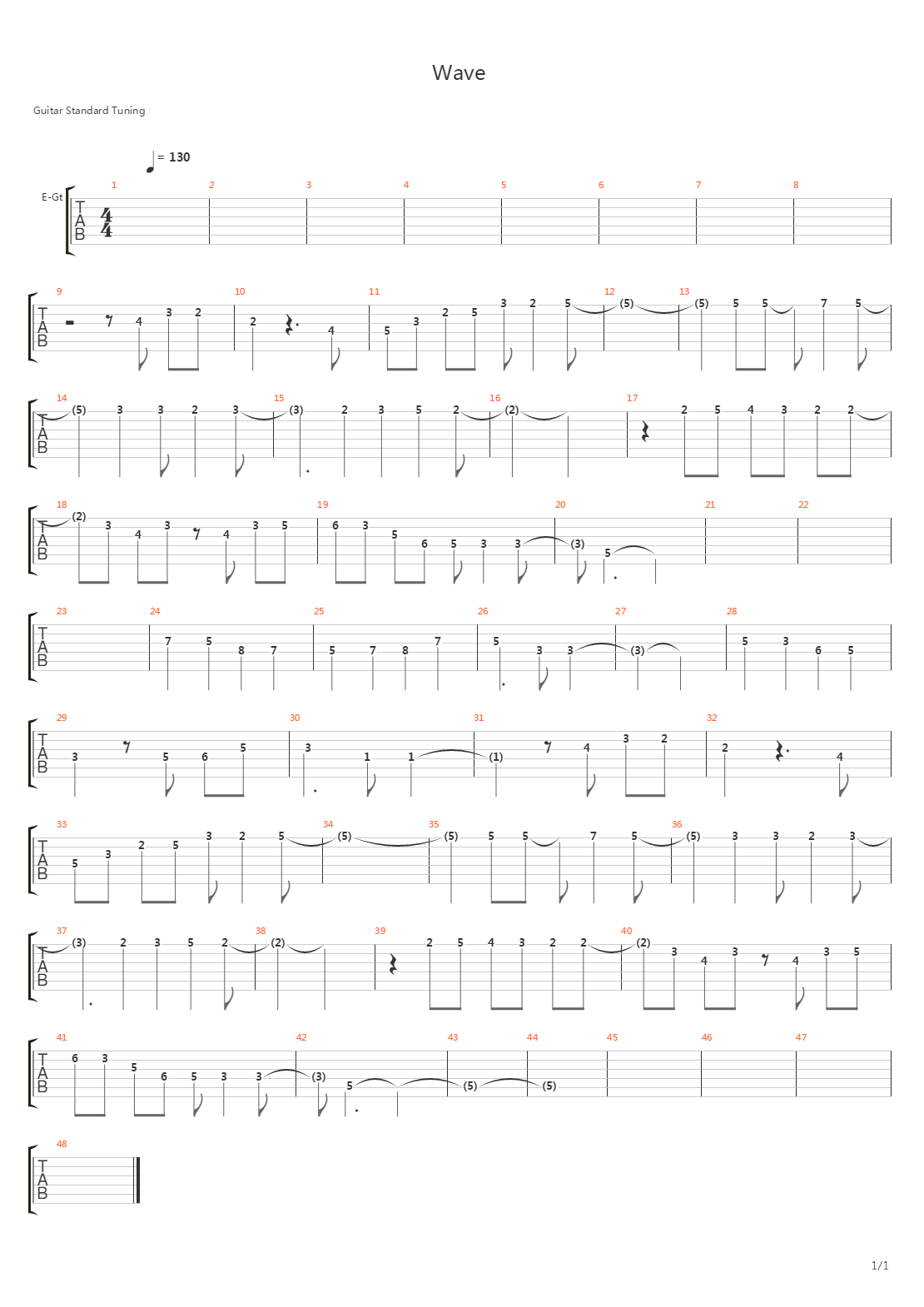 Wave吉他谱