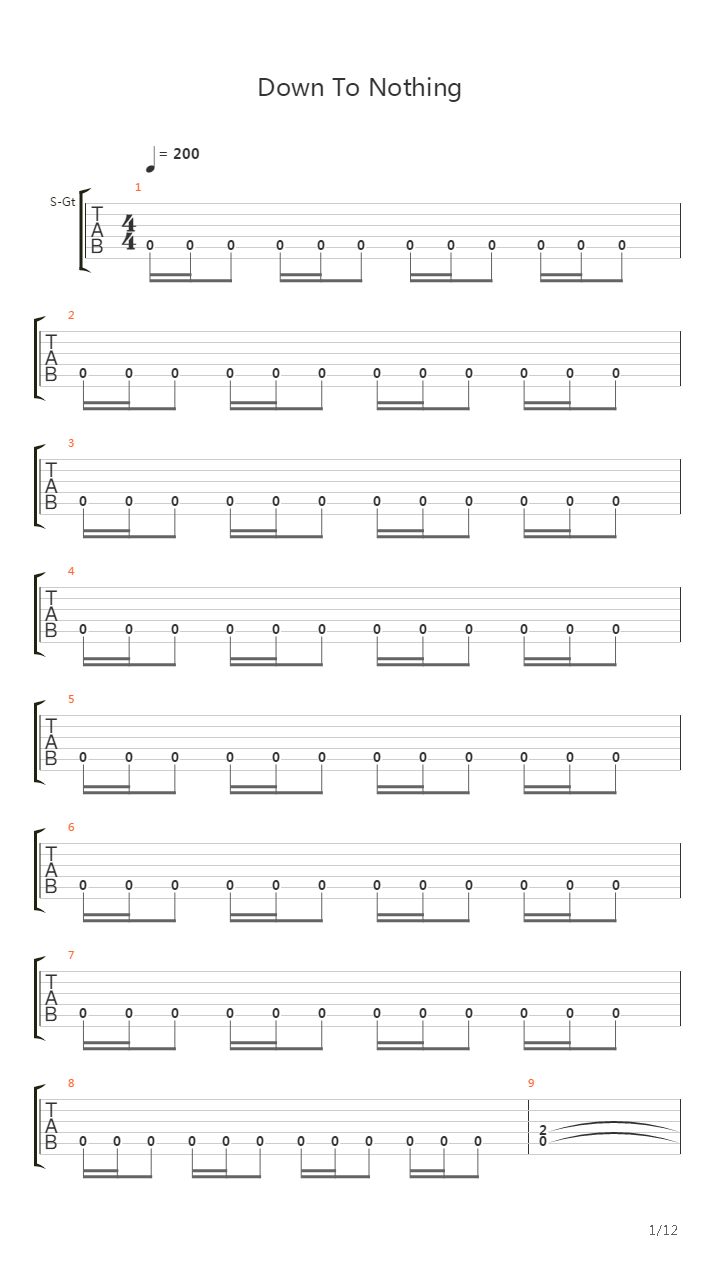 Down To Nothing吉他谱