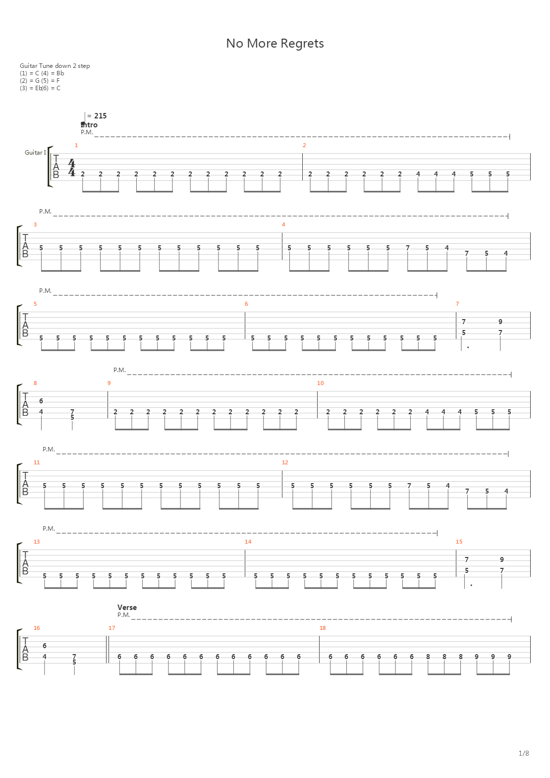 No More Regrets吉他谱