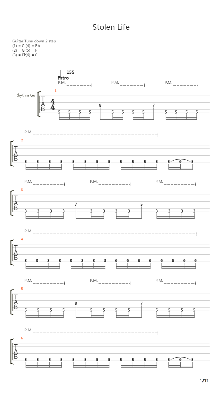 Stolen Life吉他谱