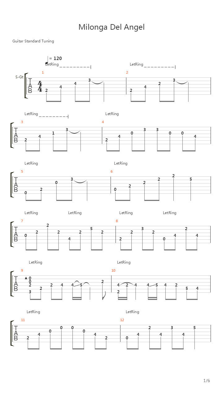 Milonga Del Angel吉他谱