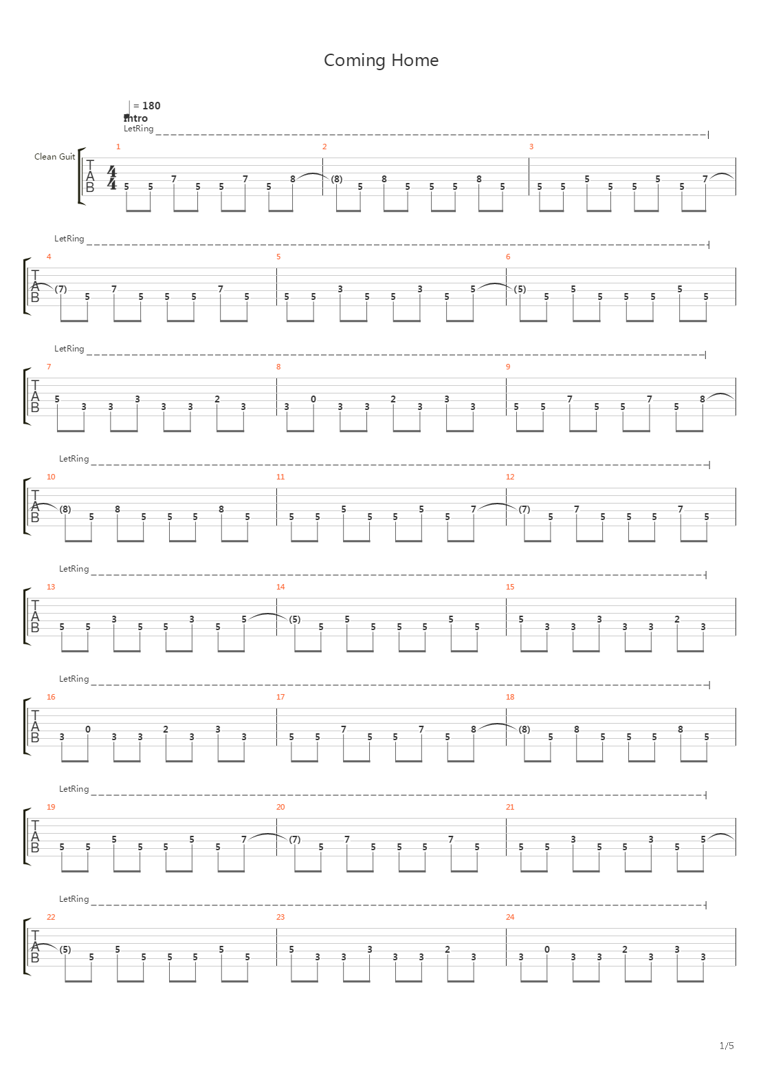 Coming Home吉他谱