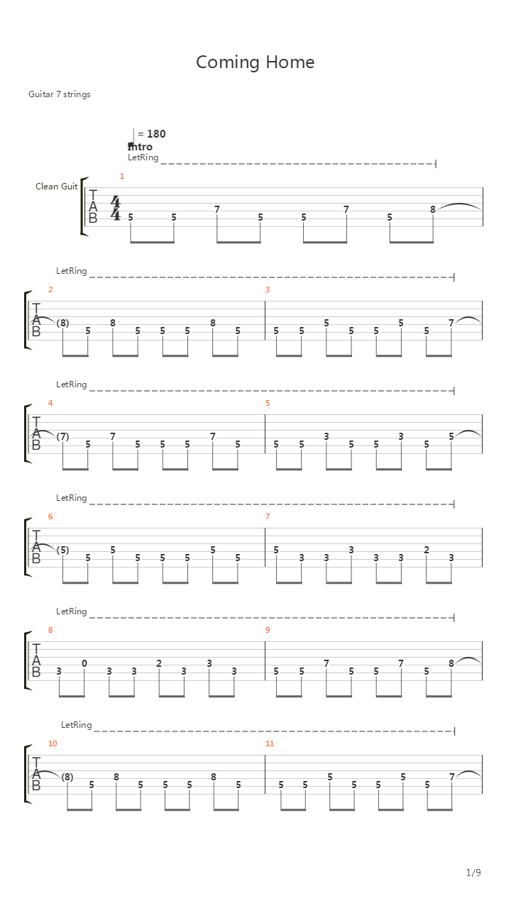 Coming Home吉他谱