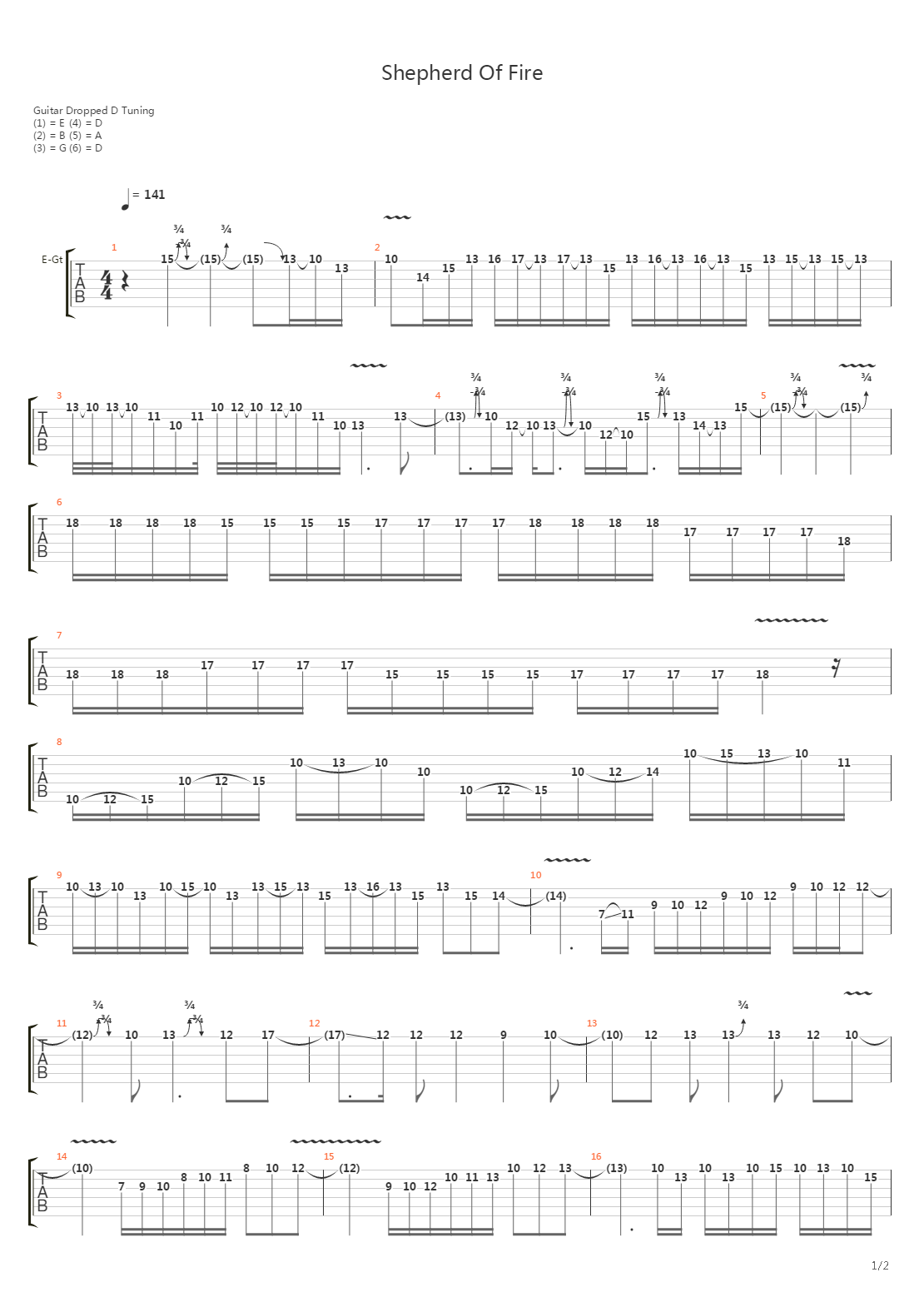 Shepherd Of Fire吉他谱