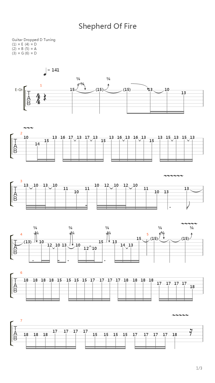 Shepherd Of Fire吉他谱