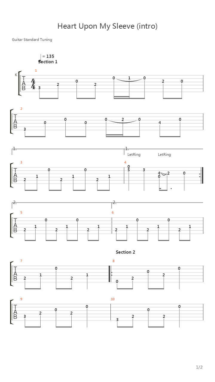Heart Upon My Sleeve吉他谱