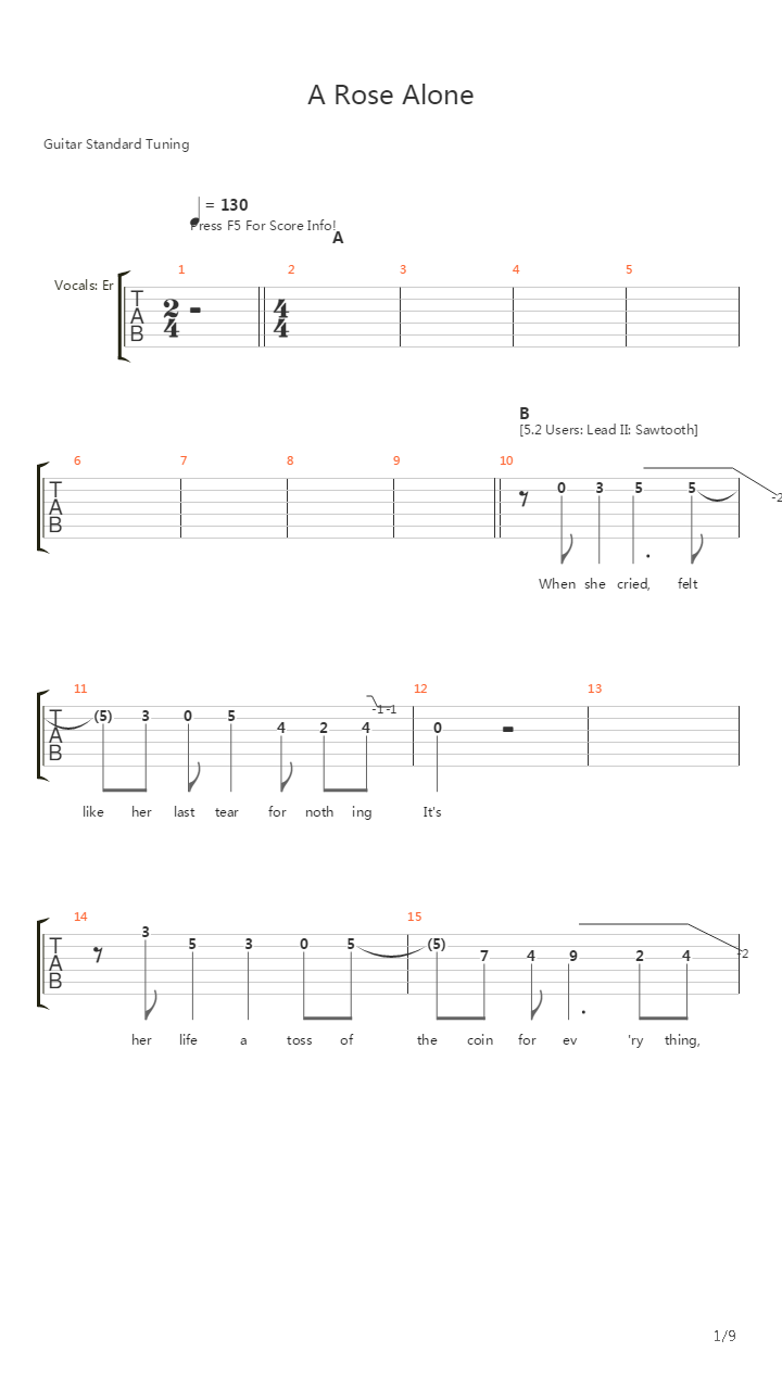 A Rose Alone吉他谱