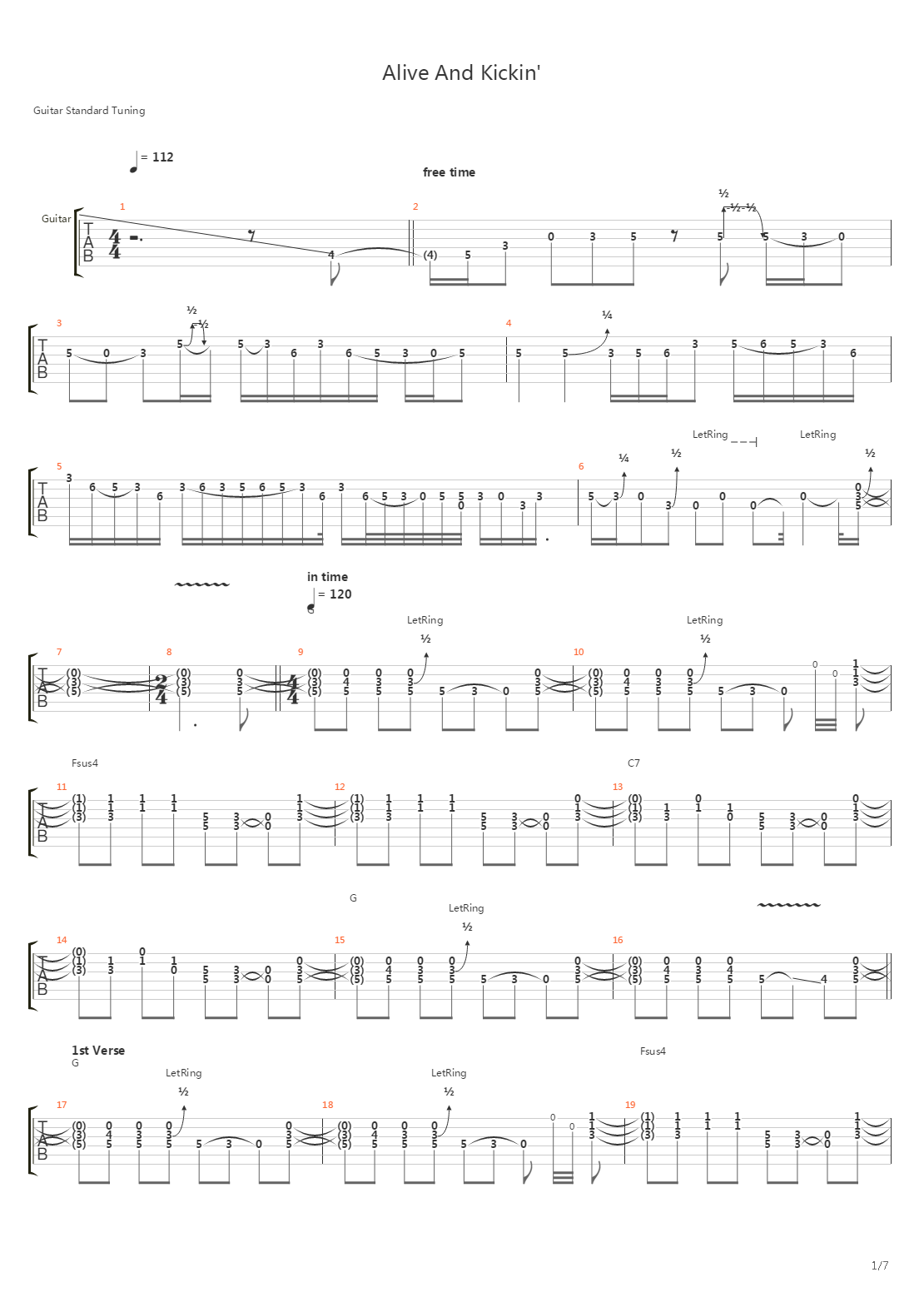 Alive And Kickin吉他谱