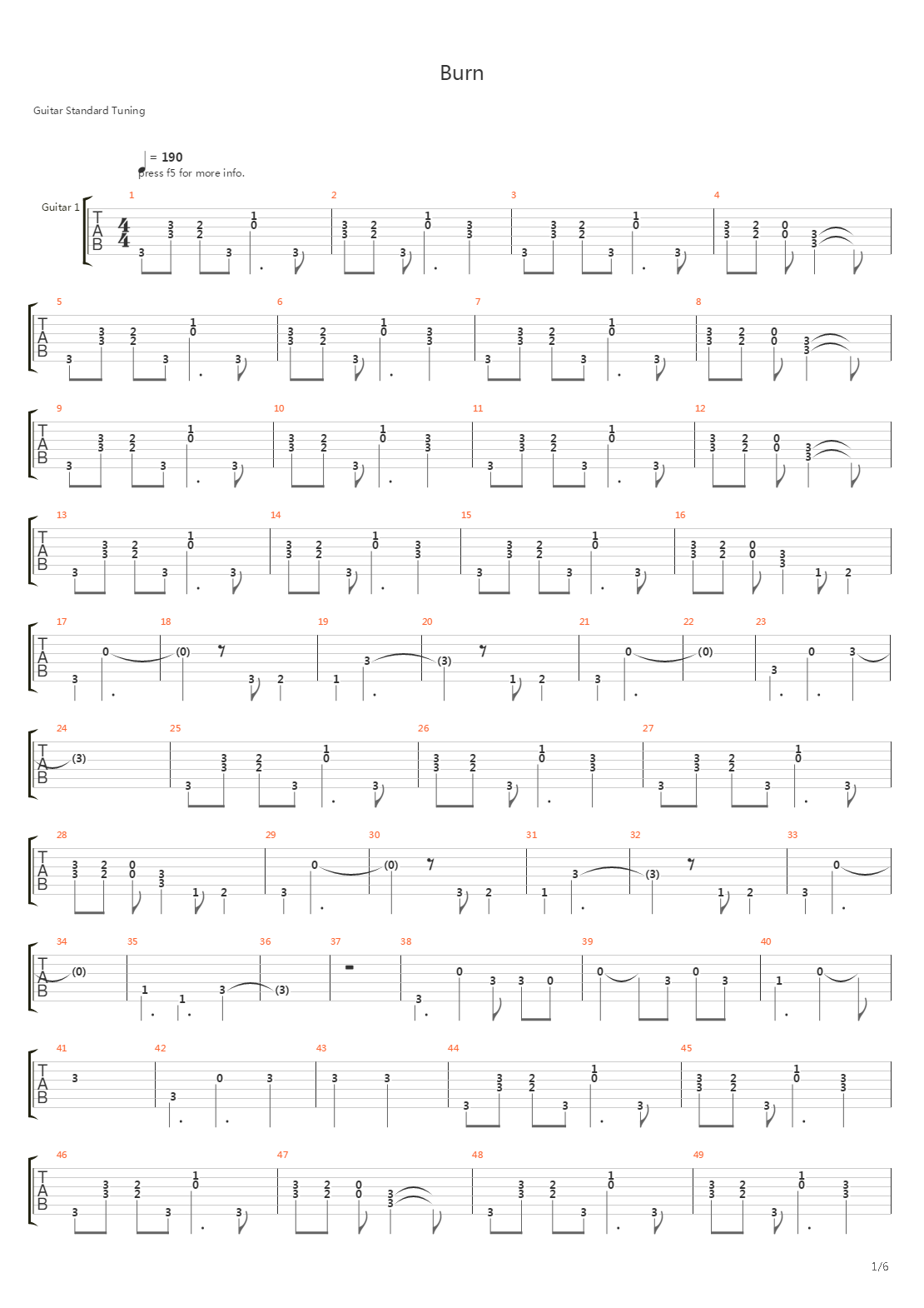 Burn吉他谱