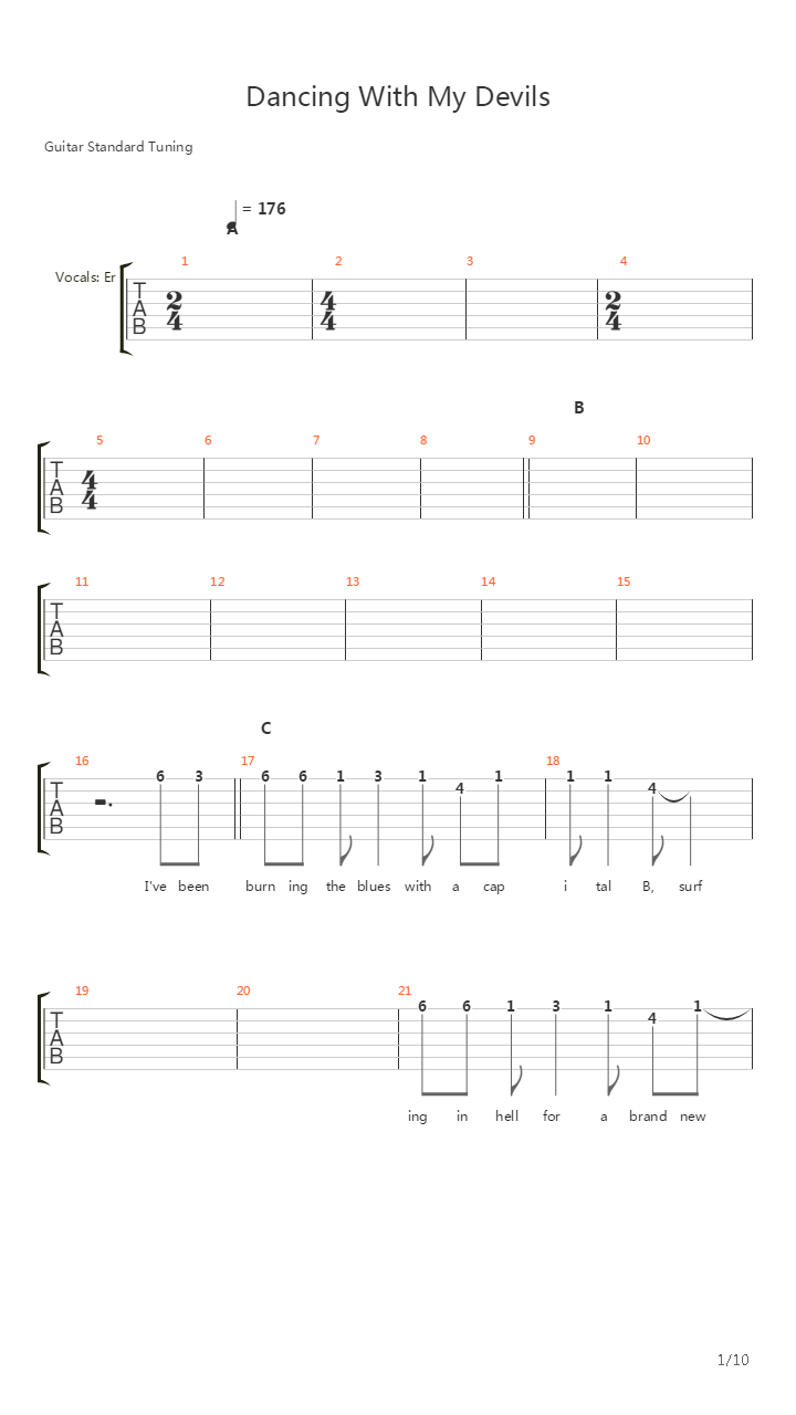 Dancing With My Devils吉他谱