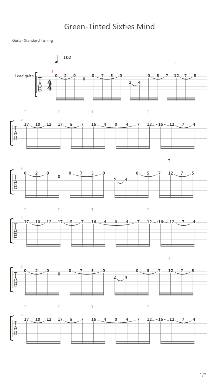 Green Tinted Sixties Mind吉他谱