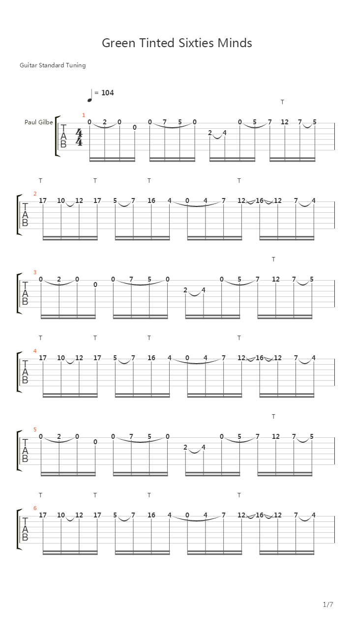 Green Tinted Sixties Minds吉他谱