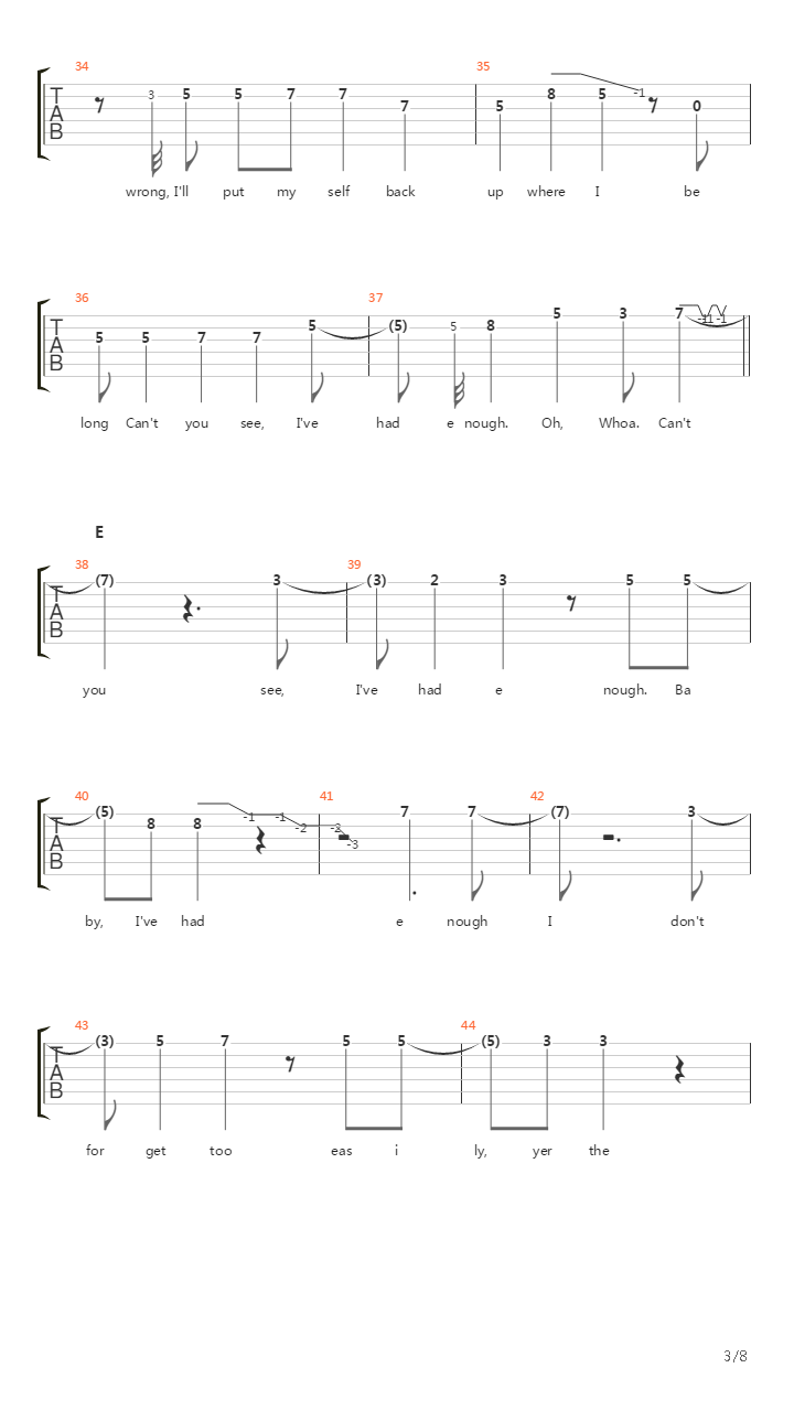 Had Enough吉他谱