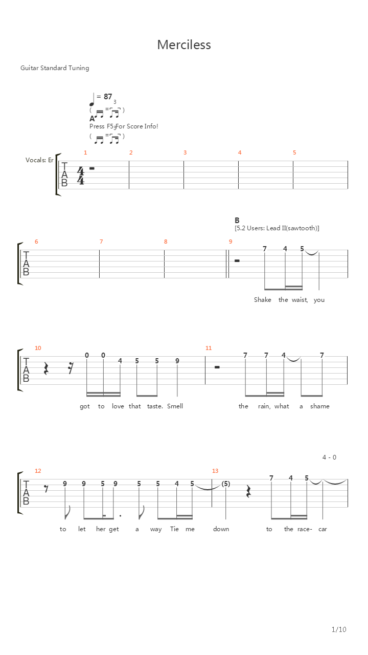 Merciless吉他谱
