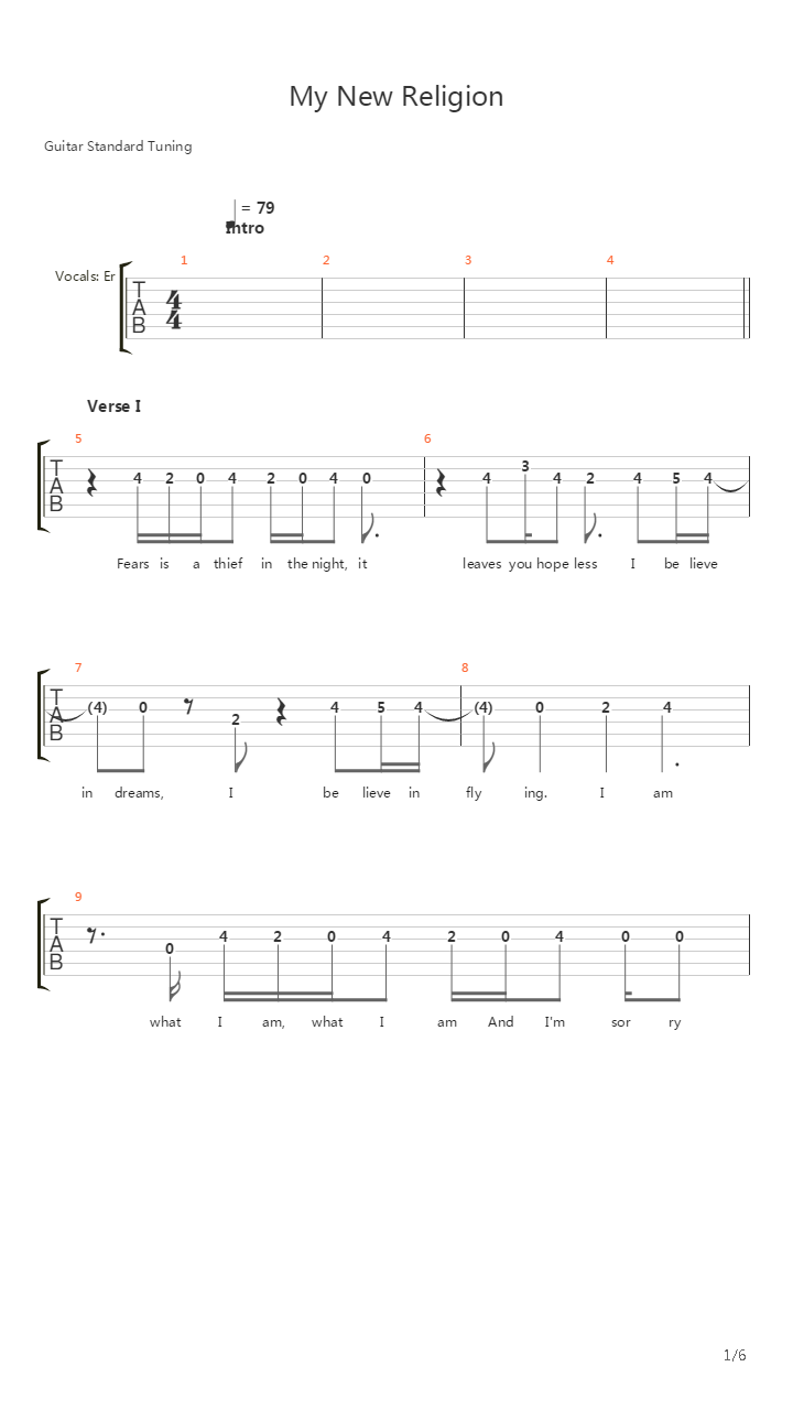 My New Religion吉他谱