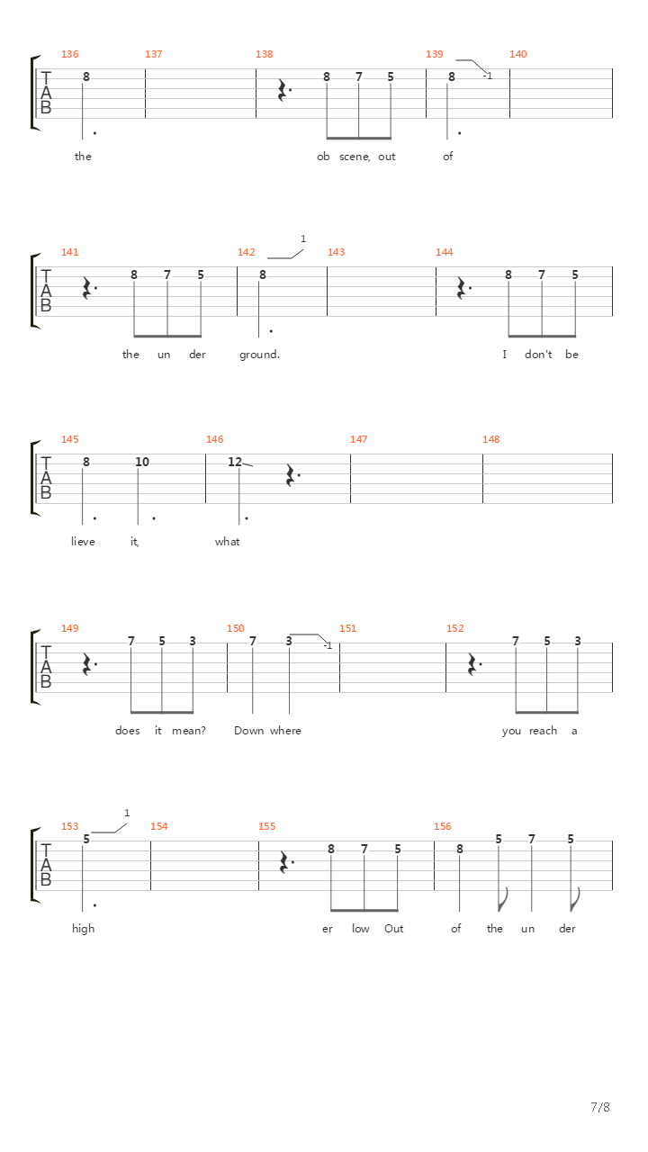 Out Of The Underground吉他谱