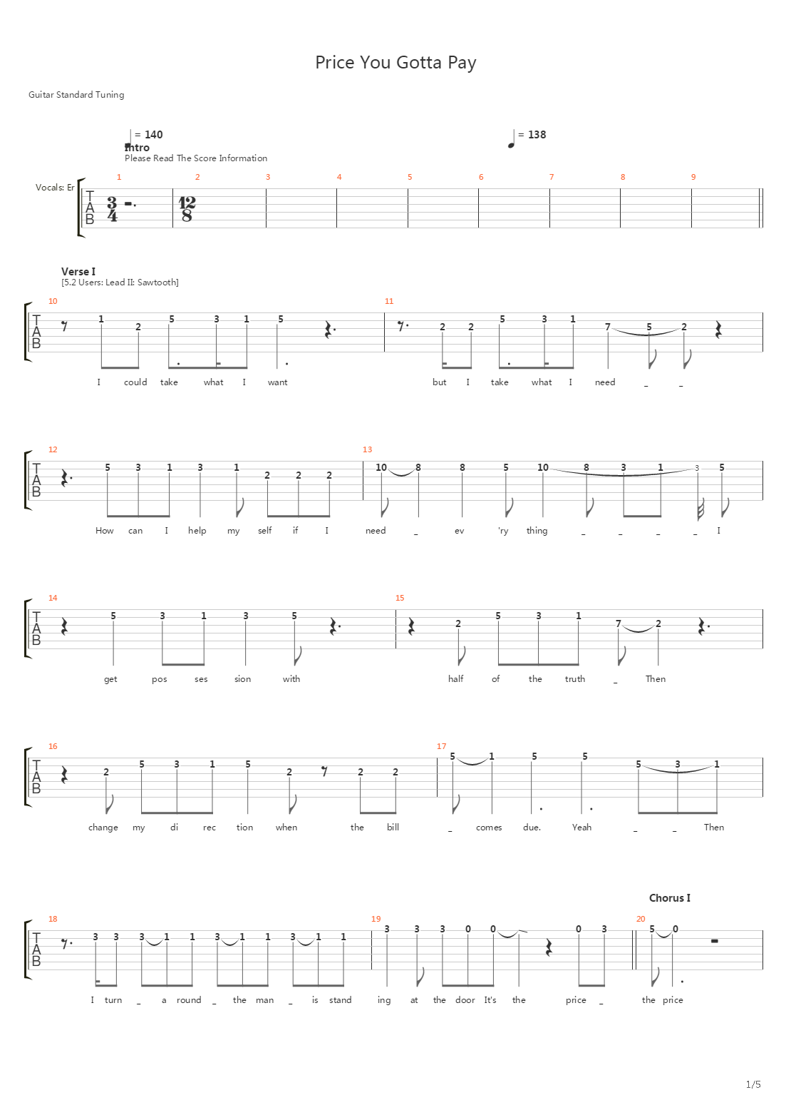Price You Gotta Pay吉他谱