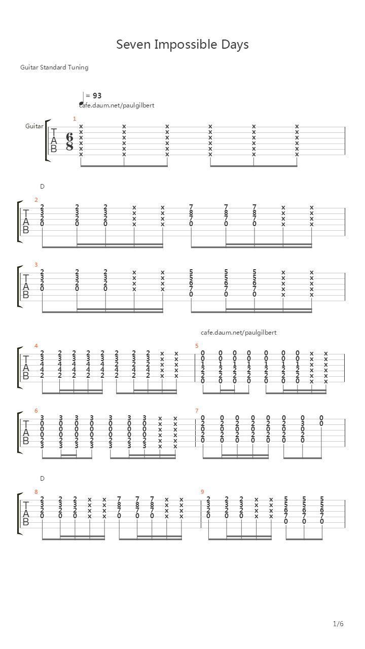 Seven Impossible Days吉他谱