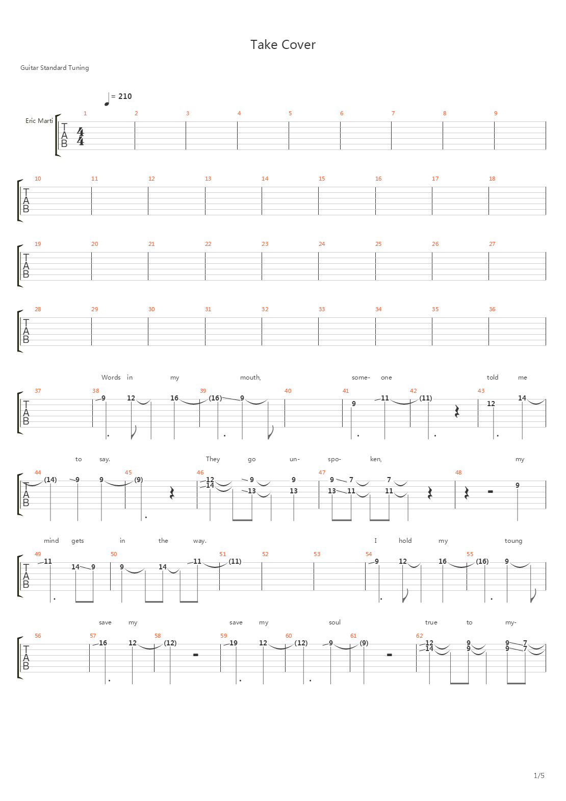 Take Cover吉他谱