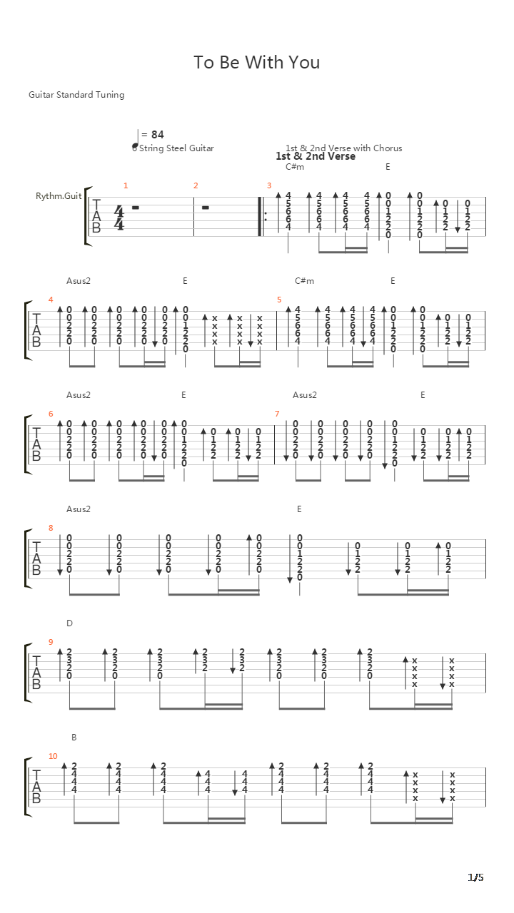 To Be With You吉他谱